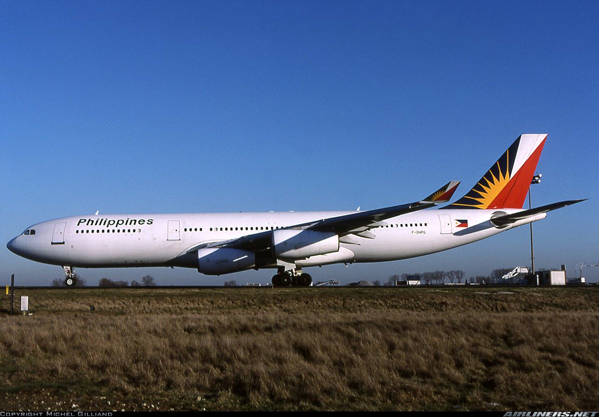 A Philippine Airlines A340-200 seen here in this photo at Paris CDG Airport in January 1998 #avgeeks 📷- Michel Gilliand