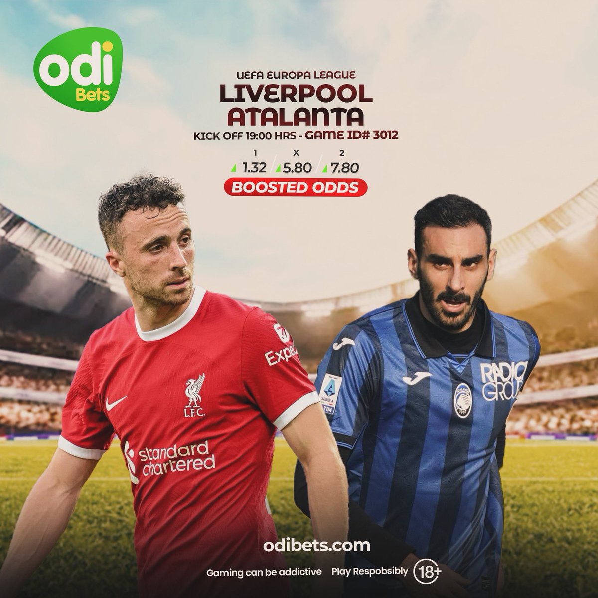 Liverpool is set to host Atalanta at Anfield stadium for the Europa league 🔥
Who wins? 

Enjoy the best BOOSTED ODDS only on 📲 odibets.com.gh

Ghana’s best betting experience! 
#BetExtraODInary