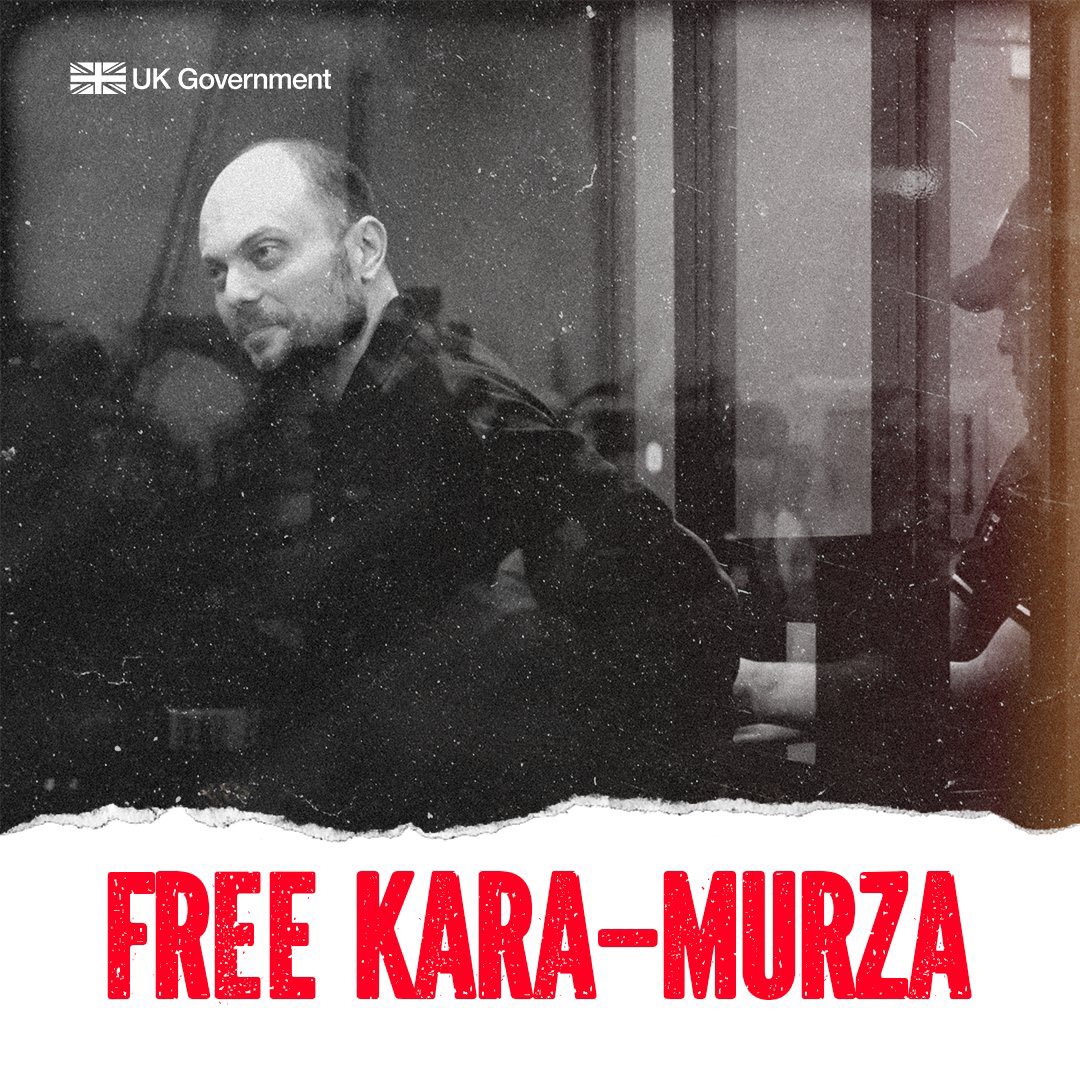Hace 2 años Vladimir Kara-Murza fue detenido por oponerse a la invasión rusa ilegal contra Ucrania. Las condiciones carcelarias impuestas por las autoridades rusas amenazan su vida.
Rusia le debería liberar inmediatamente por motivos humanitarios.
#FreeKaraMurza