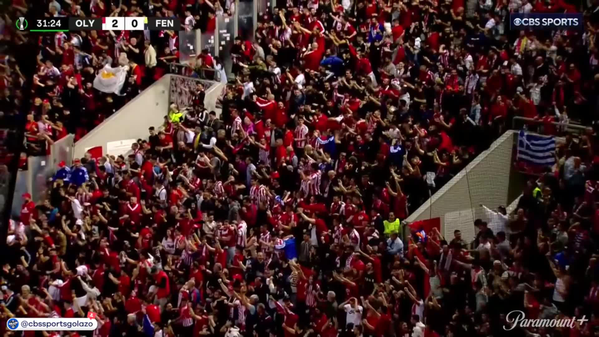 Dream start for Olympiacos in the #UECL quarter-final first leg 💥The Karaiskakis Stadium is bouncing! 🇬🇷