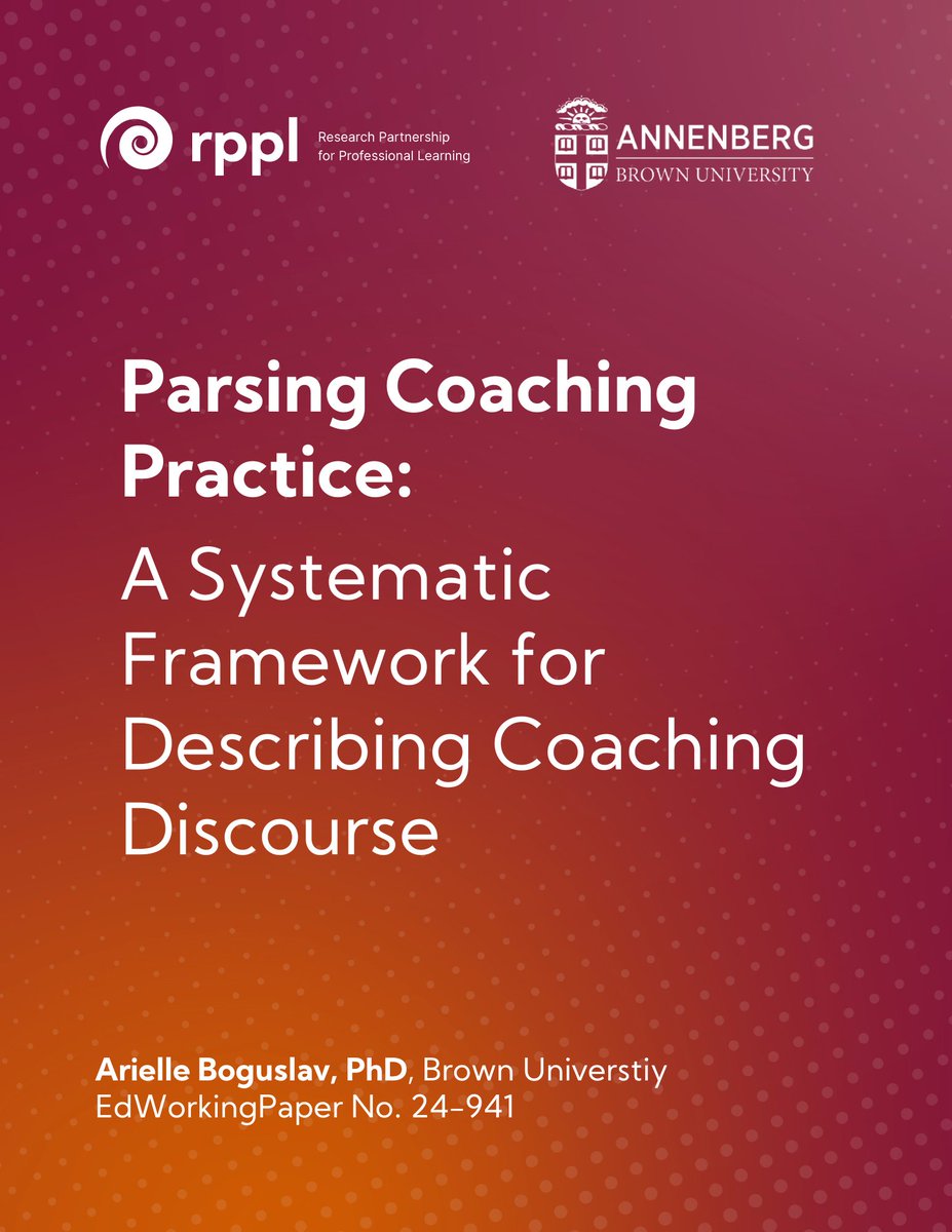 Our Building Better PL brief suggests relying on coaching to support teachers, but coaching can mean a lot of different things. Research from RPPL's Dr. Boguslav introduces a taxonomy of coaching strategies to help you navigate the world of coaching. 💡 annenberg.brown.edu/rppl/parsing-c…