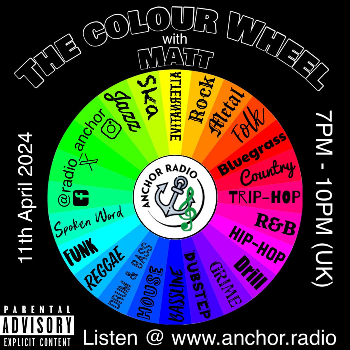 Did something “Eclectic music”? That’s what’s coming your way from 7PM (UK) with music for all the taste buds! Listen @ anchor.radio