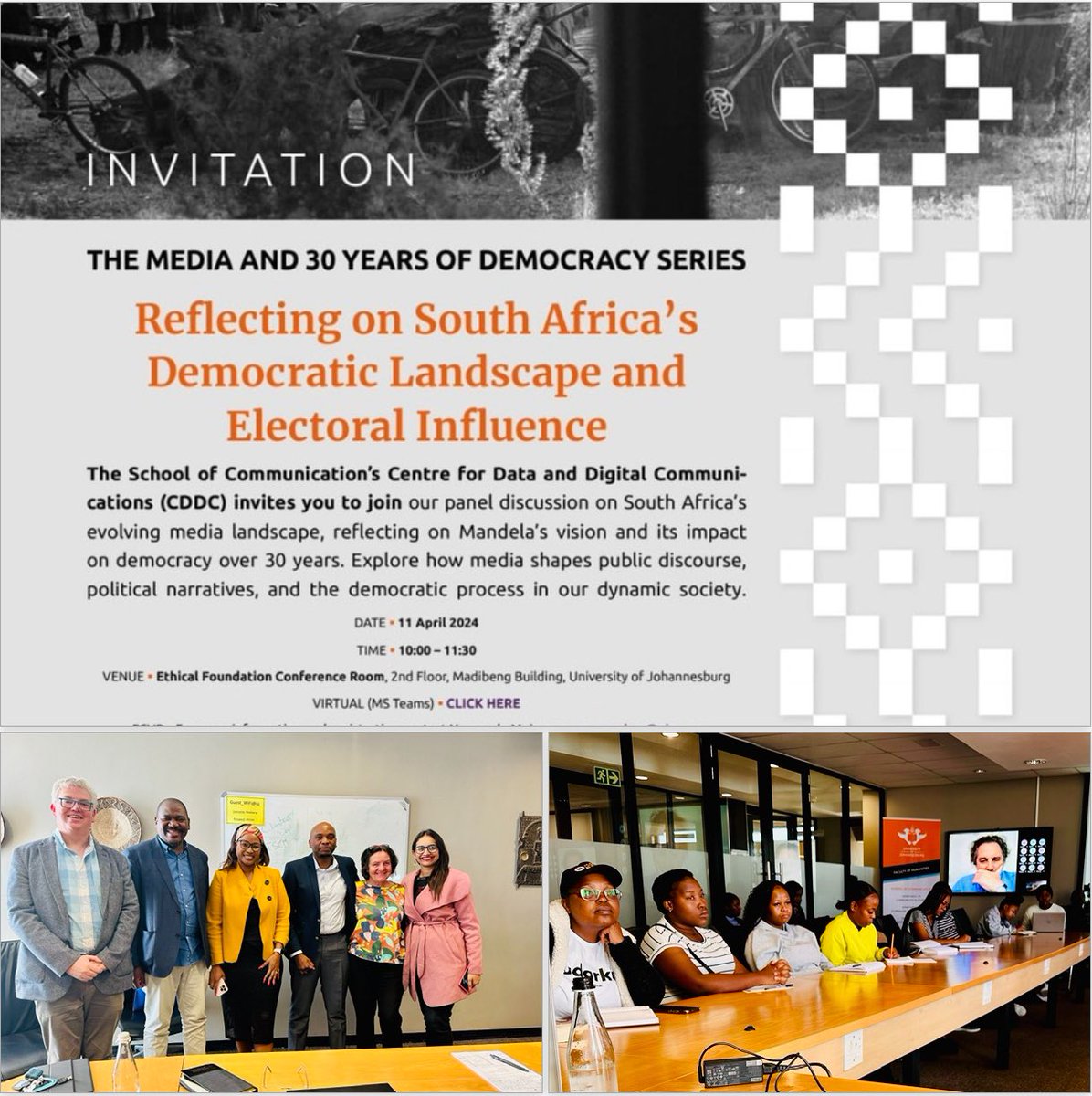 Today, <a href="/go2uj/">University of Johannesburg</a>’s <a href="/Centre4Data/">UJ's Centre 4 Data & Digital Comms</a> hosted a successful seminar on media's role and  democracy. Thanks to our panellists (Nwabisa Makunga, Shoeshoe Ntsoaki Qhu, William Bird, Sandile Nene, Justine Limpitlaw, and Prinola Govenden) for their insights. #30YearsOfDemocracy #Media #Democracy