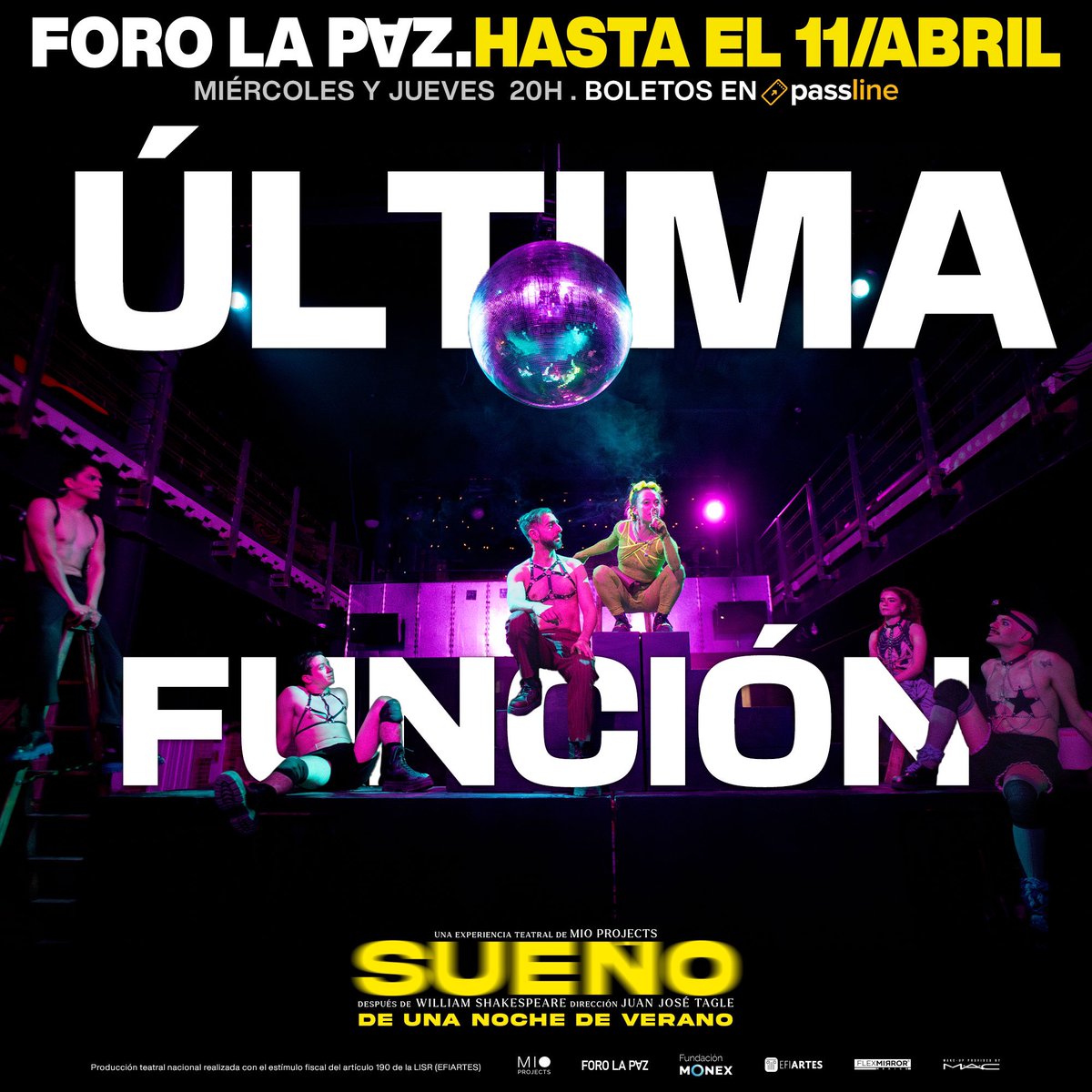 Hoy despertamos de un SUEÑO en donde todxs fuimos amantes, reinas, reyes, hadas y encantadores seres habitantes de un bosque encantado…

 SUEÑO de una Noche de Verano 

HOY ÚLTIMA FUNCIÓN 
📍 @ForoLaPazMX 
📆 HOY a las 20:00 h
🍸 Open Bar 19:00 h
👉🏼 passline.com/eventos/sueno-