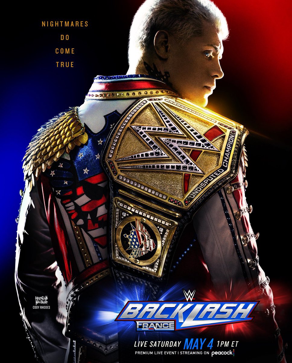 Se ha revelado el hermoso Póster de #WWEBacklash con el nuevo campeón @CodyRhodes 🔥🔥🔥 Recuerden que se llevará a cabo el 4 de Mayo desde Francia! #WWE #WWEColombia #WWERaw #SmackDown