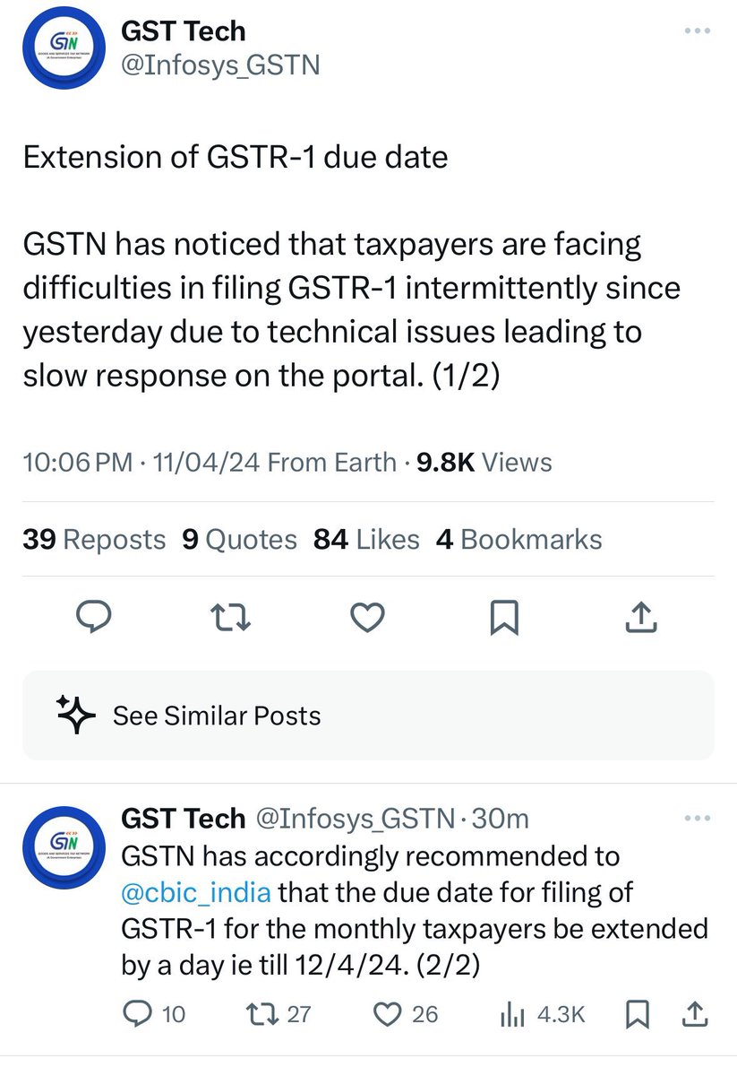 At 10.06 when taxpayers have slugged out the battle..Shamefully..Tweet is put by @Infosys_GSTN that they have recommended.. What’s the status of @Infosys_GSTN in this entire system..Is it higher than the Taxpayer..Taxpayers were at their mercy during the entire day and at…