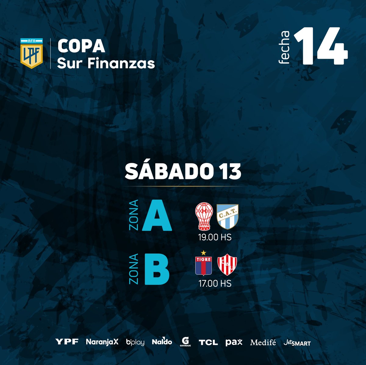 #CopaSurFinanzas 🏆 2024 ⚽️ @catigreoficial 🆚 @clubaunion ⏰ 17.00 ⚽️ @CAHuracan 🆚 @ATOficial ⏰ 19.00