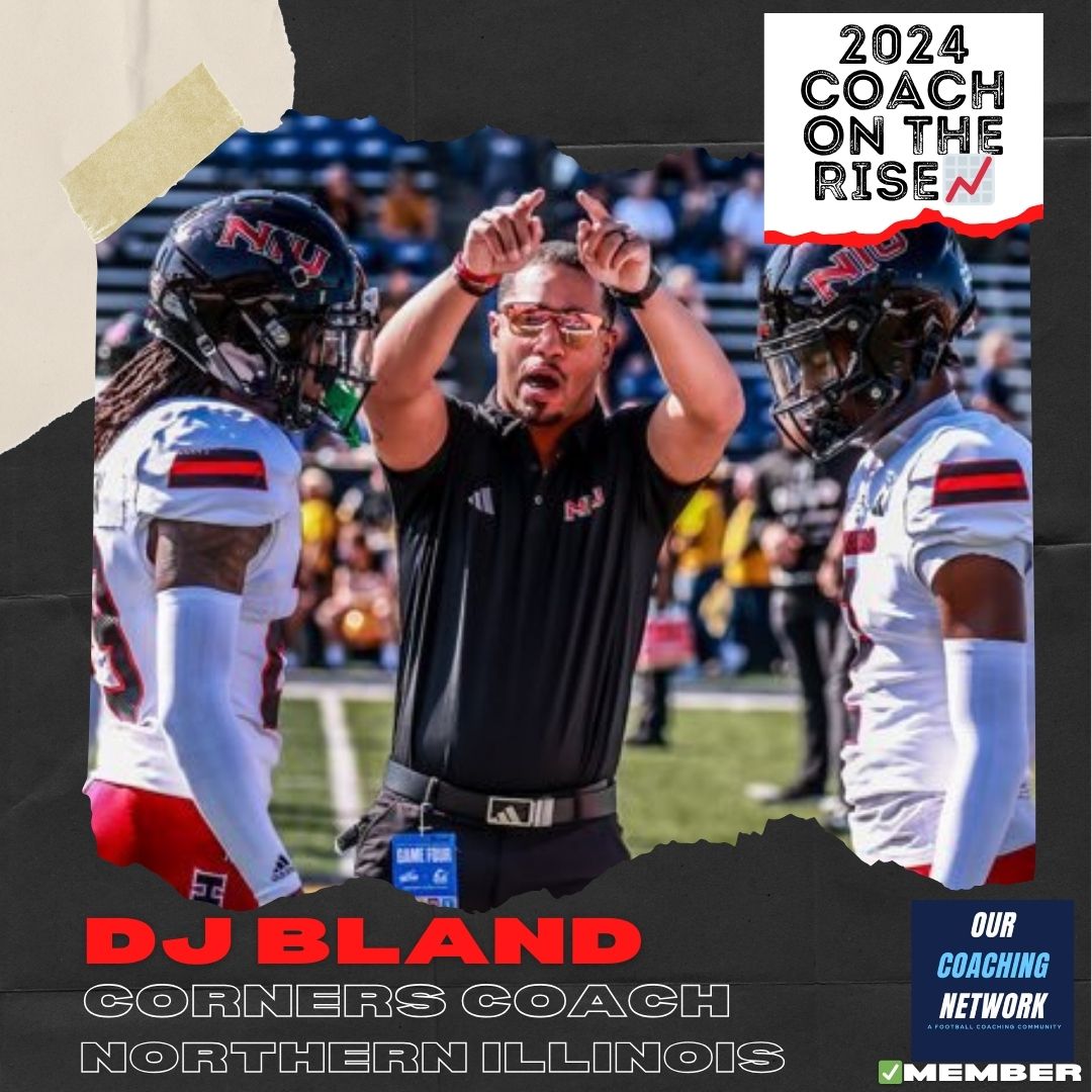 🏈G5 Coach on The Rise📈 @NIU_Football Corners Coach @CoachDJBland is one of the Top DB Coaches in CFB ✅ And he is a 2024 Our Coaching Network Top G5 Coach on the Rise📈 G5 Coach on The Rise🧵👇