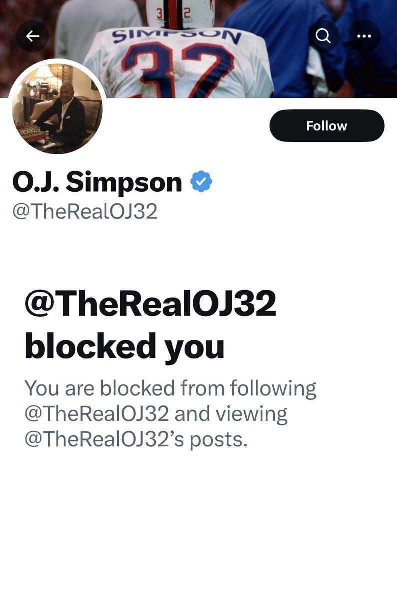 When I messaged #OJSimpson, and he blocked me 😂