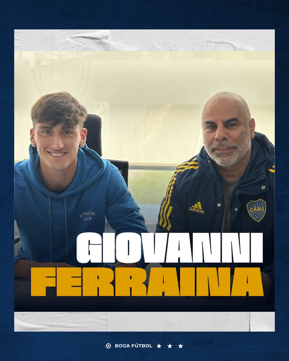 ✍️ ¡Primer contrato para Giovanni Ferraina! El jugador categoría 2004 firmó su primer vínculo oficial con Boca, hasta diciembre 2026, junto a Mauricio Serna del Consejo de Fútbol 💙💛💙