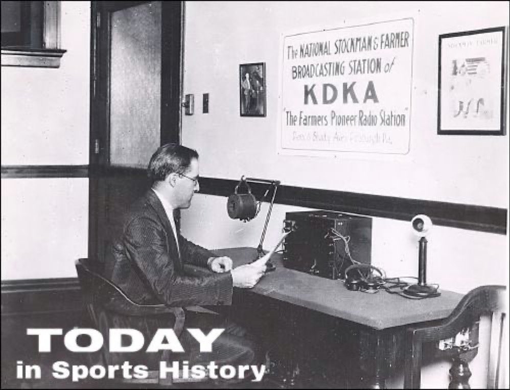 On This Day (April 11, 1921) Legendary radio station @KDKARadio broadcasts the first ever live sports event on radio, a boxing match between Johnny Ray and Johnny Dundee.