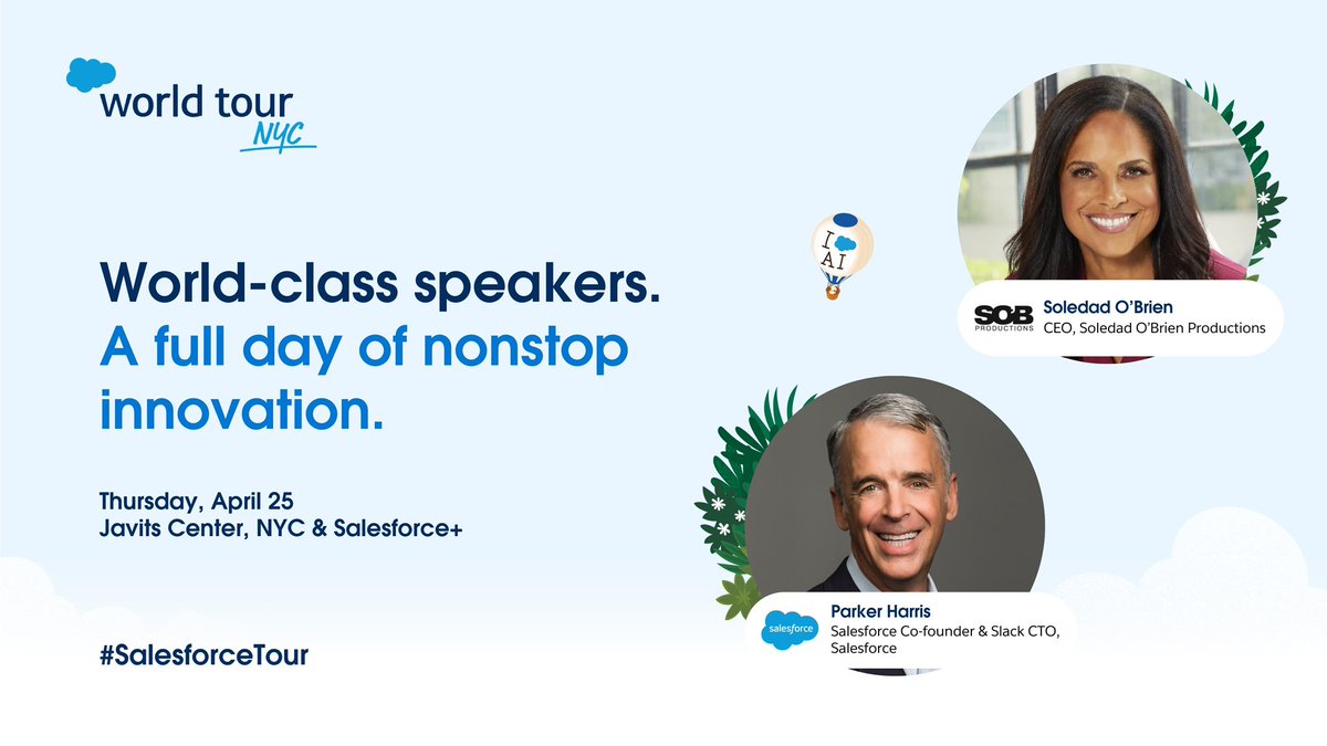 AI is here – and it's revolutionizing the world of business. Join me at #SalesforceTour NYC as I sit down with leaders in tech to discuss how your team can start implementing AI into your company now: salesforce.com/events/world-t… @salesforce | @SlackHQ | @ParkerHarris