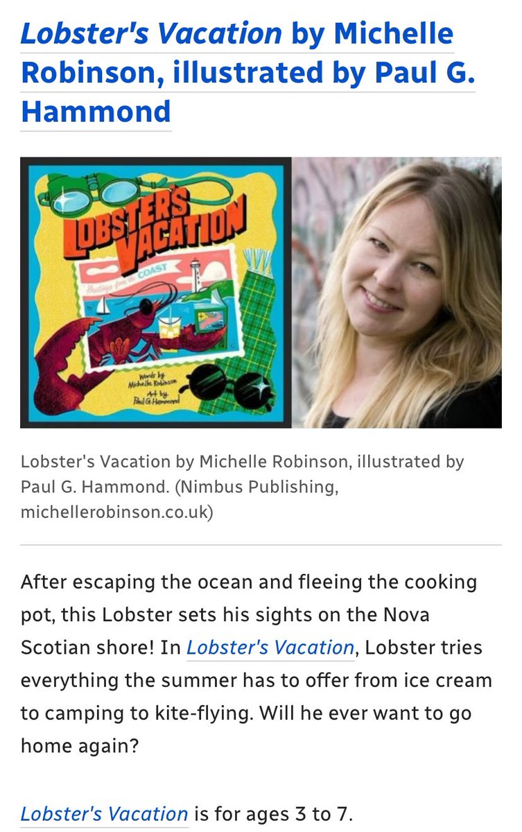 Coming soon — LOBSTER’S VACATION is a @CBC children’s book pick for spring! Illustrated by @paulghammond and publishing with @NimbusPub 🦞