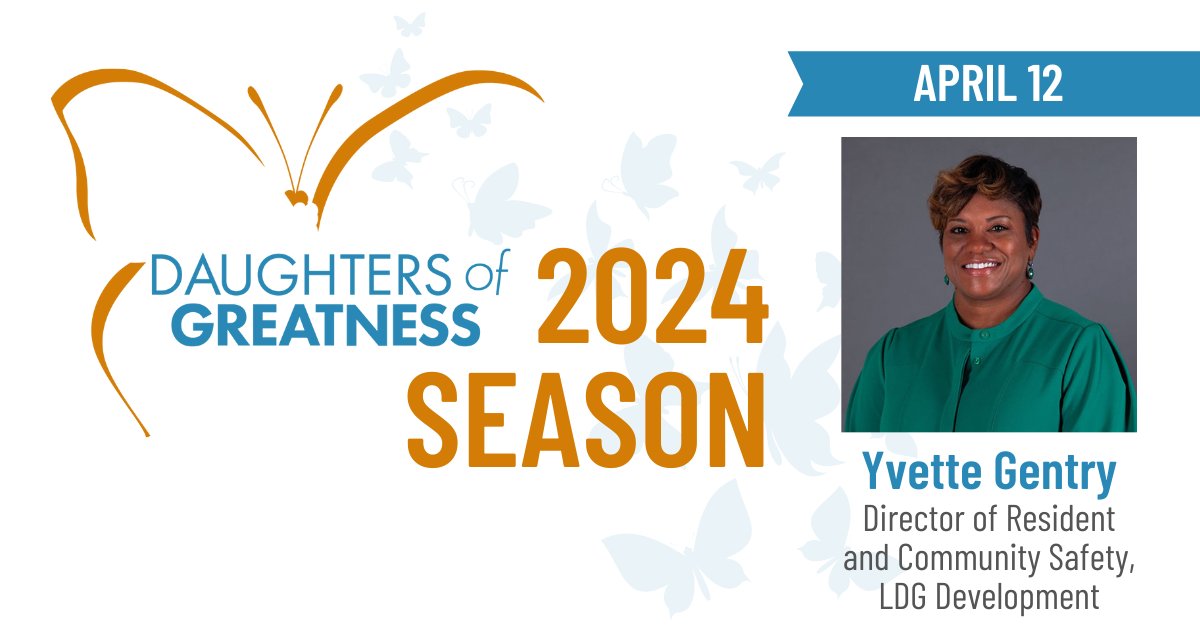 Our next Daughters of Greatness event takes place this Friday! We're honoring Yvette Gentry, the Director of Resident and Community Safety for LDG Development, for her work in creating equitable solutions in the Louisville Metro. Reserve your spot: bit.ly/48VZqcY