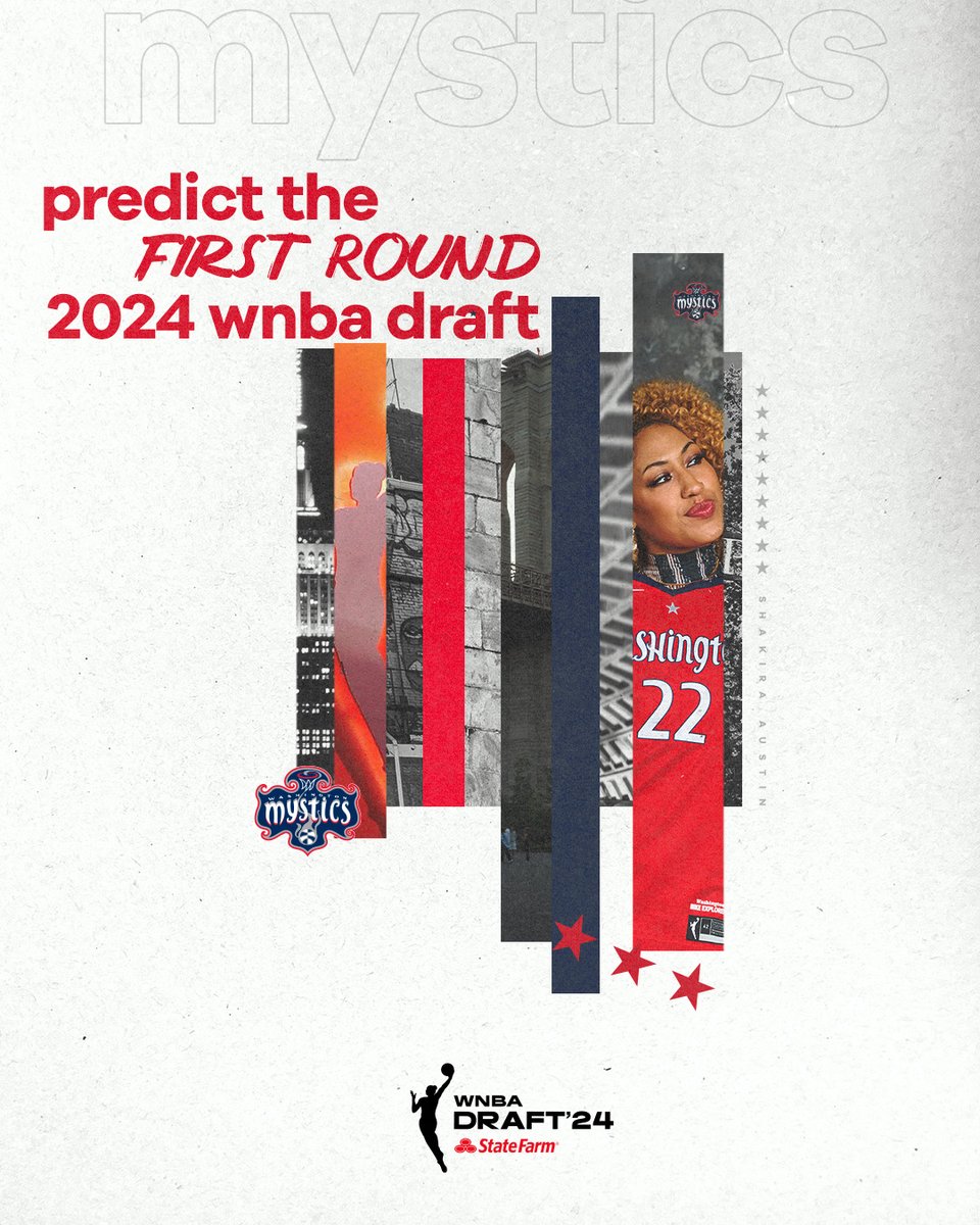 Think you know exactly how draft night will go? Prove it! 👀 Predict the first round of the 2024 WNBA Draft and you could win two tickets to the Mystics home opener on May 14th! 🔗 in bio! bit.ly/4aPwW65