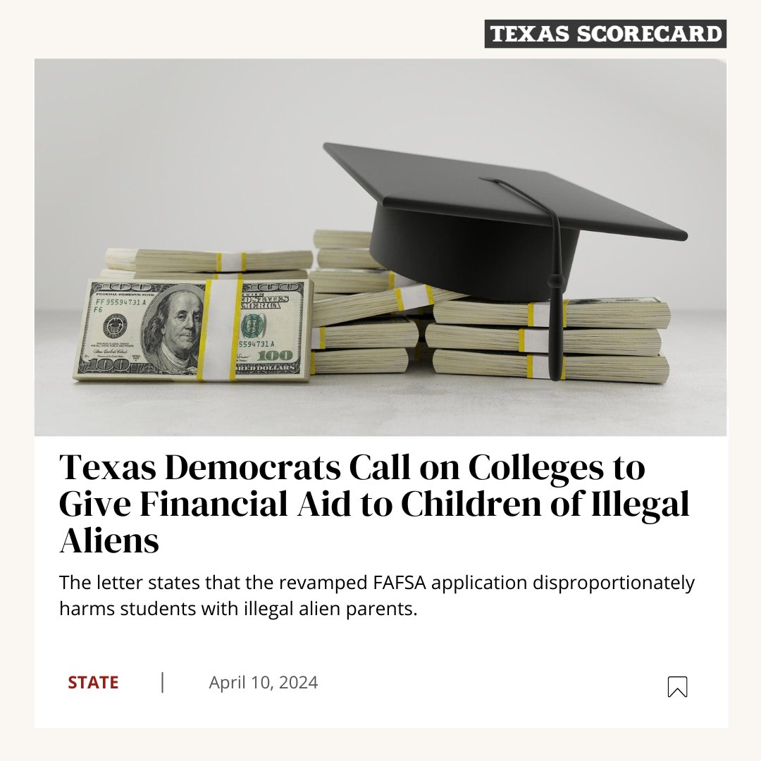 A group of Texas Democrats in the U.S. House have called on colleges to set aside financial aid for students who come from illegal immigrant families. 📲 Full Story: l8r.it/0Zt1