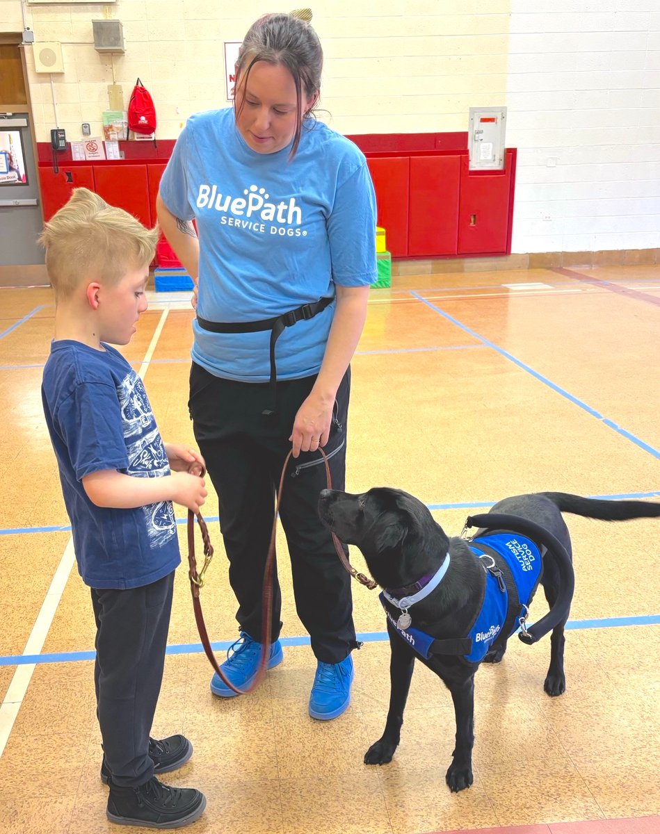 Therapy dogs from BluePath Service Dogs visited with students at Tappan Hill School this week. As the dogs practice skills from their training, the students benefit from their calming presence and the sensory experience of touching, petting, brushing and walking with them.