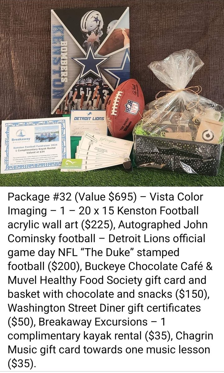 💥💥KENSTON REVISED RAFFLE PRIZE PACKAGES #33 & #32‼️💥💥 Stay tuned for tomorrow's prize pictures. Raffle ticket pull is May 4th! To order you tickets: kenstonbombereliteclub.com @Bomber_Football @KHSBomberSports @BomberEliteClub @KenstonKHS