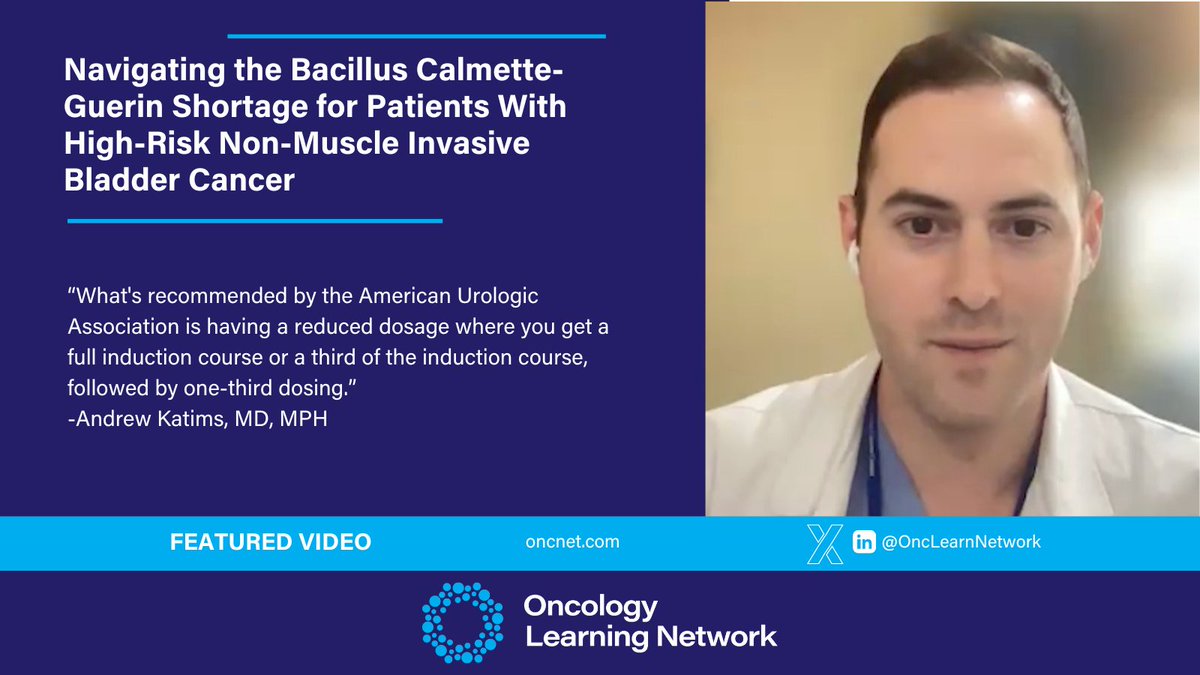 In this video, @DrAndrewKatims discusses challenges associated with treating patients with high-risk non-muscle invasive bladder cancer during the bacillus Calmette-Guerin shortage. Learn more: hmpgloballearningnetwork.com/site/onc/video… #medtwitter #onctwitter