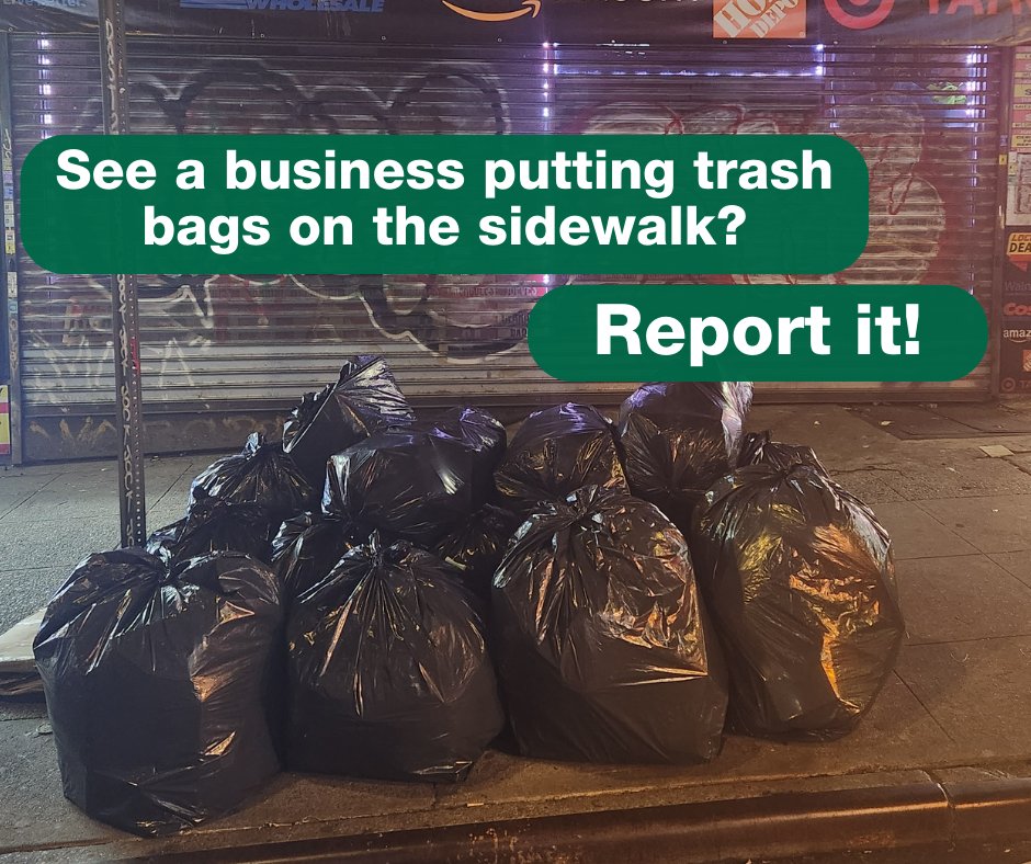 ALL businesses are required to put their trash in bins. See a business not following the rules? Call 311 to call them out: on.nyc.gov/2k2tQYW