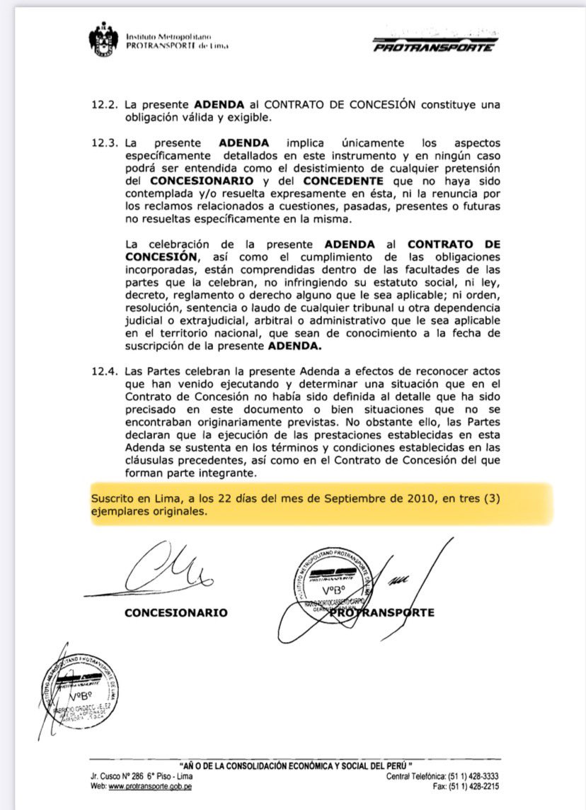 A ver Norma <a href="/NormaYarrowL/">Norma Yarrow</a>, como bien sabes, la concesión del Metropolitano se firmó a 12 años el 2010 y por increíble que parezca hasta ahora no transcurre un solo día de tal concesión, que debió culminar en julio de 2022. Pero te recuerdo algo más. Cuando fuiste regidora de Luis