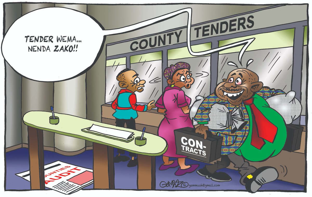 #ProcurementScandal Audit reveals tendering corruption by county officials... Cartoon for @StandardKenya @KTNNewsKE @ktnhome_