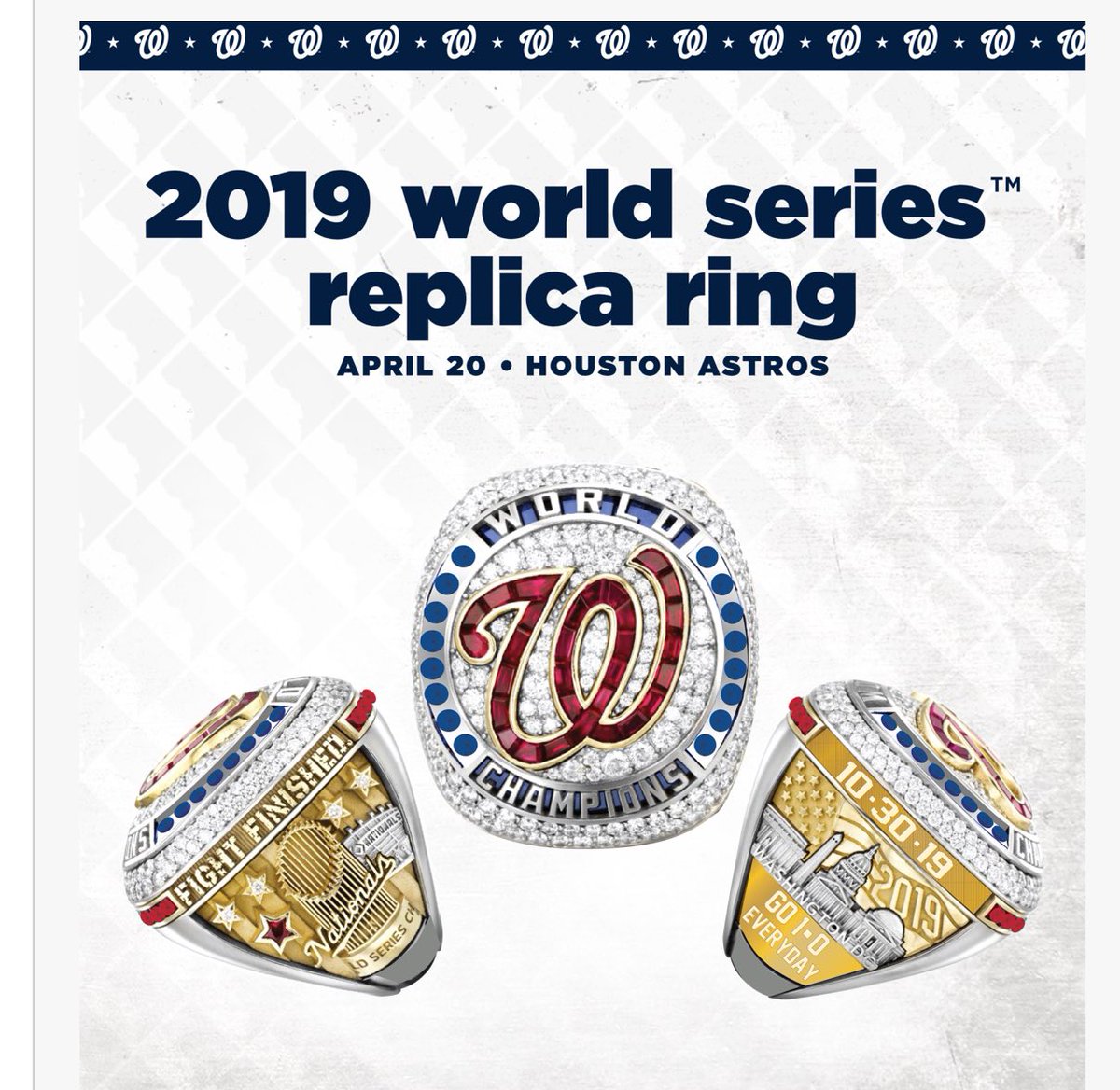 𝗥𝗲𝘁𝘄𝗲𝗲𝘁 + follow to 𝗪𝗜𝗡 
𝟮 tickets to 5-year REUNION of Nats World Series team-Sat. April 20. 

𝟰 𝙒𝙄𝙉𝙉𝙀𝙍𝙎 win 𝟮 tickets each. 4 winners picked 8pm this 𝙁𝙧𝙞𝙙𝙖𝙮.

Reply w name of your 𝙛𝙖𝙫𝙤𝙧𝙞𝙩𝙚 player on 2019 𝘵𝘦𝘢𝘮 𝘵𝘰 𝘿𝙊𝙐𝘽𝙇𝙀 your chances.