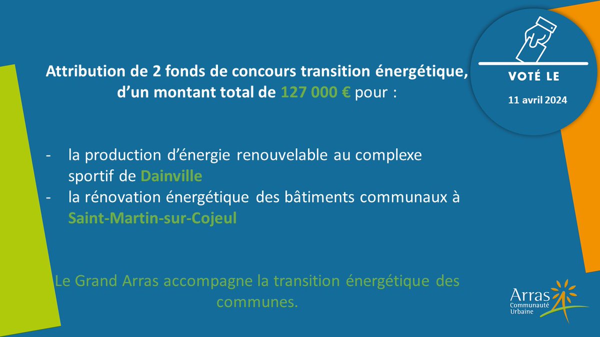 #conseilGrandArras ✅Les fonds de concours #transitionénergétique permettent d'accélérer la transition énergétique de nos communes.