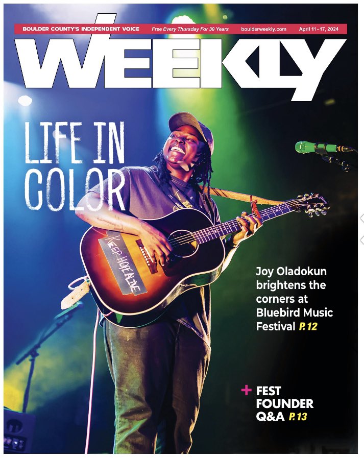 Could not be more amped to get the one and only @joyoladokun on the cover of today’s @boulderweekly ahead of her headlining 4/20 gig at the Bluebird Music Festival 🏔️🗞️