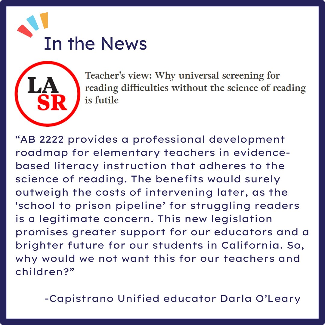 Latest news on @asmblancarubio bill #AB2222 with commentary from @FamsInSchools CEO Yolie Flores and @capounified educator Darla O'Leary. Read full articles here: californiakidsread.org/news 📰: @ladailynews @LASchoolReport #YesOnAB2222 #EarlyLiteracyMatters #EducationEquity