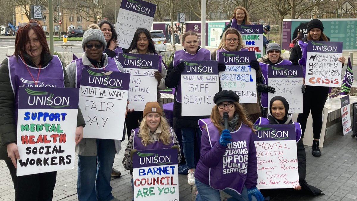 Please take a moment read to what is happening at Barnet Council💜 

These brave women are mental health social workers. They support adults with some of the most complex needs who are at risk of serious harm on a daily basis.

They are about to go on strike for 9 weeks.