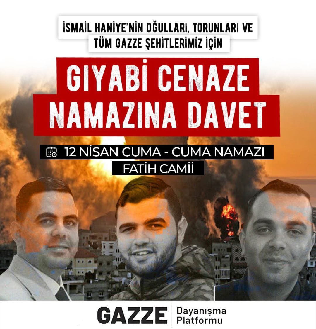 Cuma gününü ‘Gazze’ günü ilan etmeli ve bütün camilerimizde gıyabî cenaze namazları kılmalıyız… Mevlâ hepimize izzet nasip etsin…