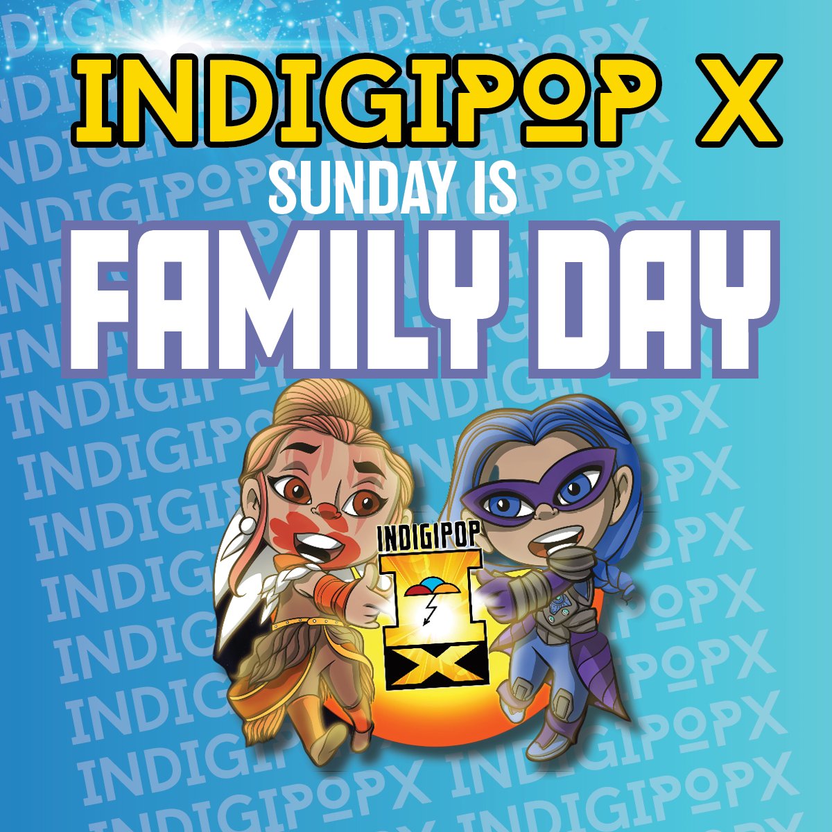 Sunday is FAMILY DAY at #INDIGPOPX! COSPLAY CONTEST & PARADE at 1 pm! Highlights: Big Huncle Energy ⭐️ Strawberry Shortcake ⭐️ Inchunwa podcast⭐️ More! Program ➡️ indigenouscomiccon.com/programming-de… 📍 @FAMokMuseum 🎟️ indigipopx.com (tix + info) #Indiginerds #EveryoneWelcome
