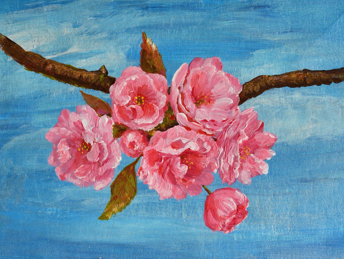 #Sakura #recycling #cherryblossom 
Acryl, reflektierendes Perlmutt-Acryl für den Hintergrund, Karton aus Süßigkeitenverpackungen