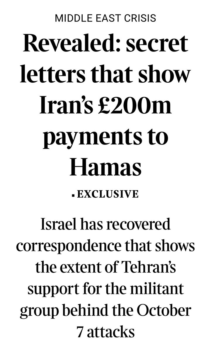 When we told you on day 1 that Iran was Hamas Paymaster puppet master we were shouted down on social media. Iran is Hamas paymaster. Thanks.