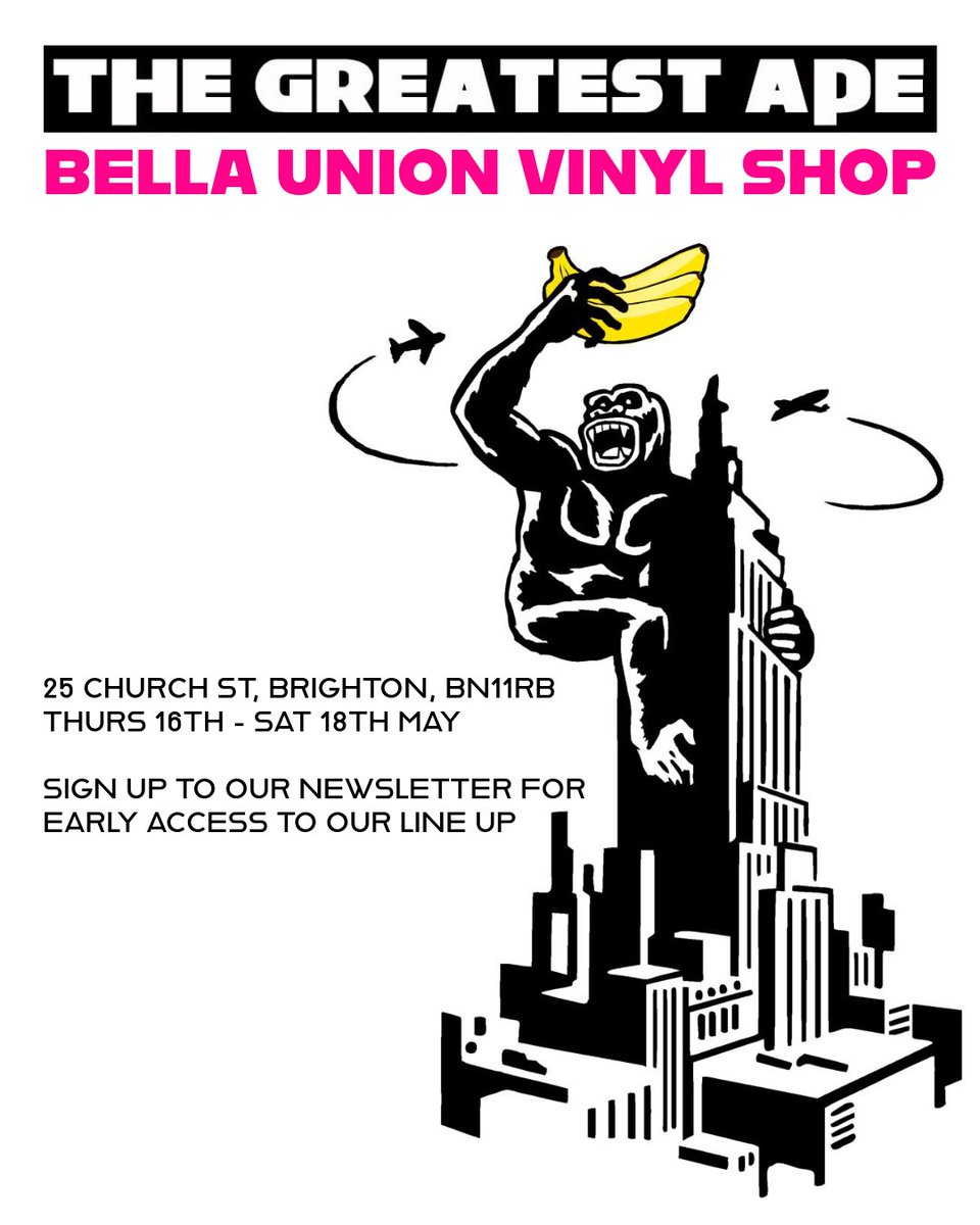 Thrilled to announce the return of The Greatest Ape at Bella Union Vinyl Shop! No badge? No problem. Sign up to our newsletter to be the first to know who will be playing and when! 🍌 Follow this link - eepurl.com/cjzuib