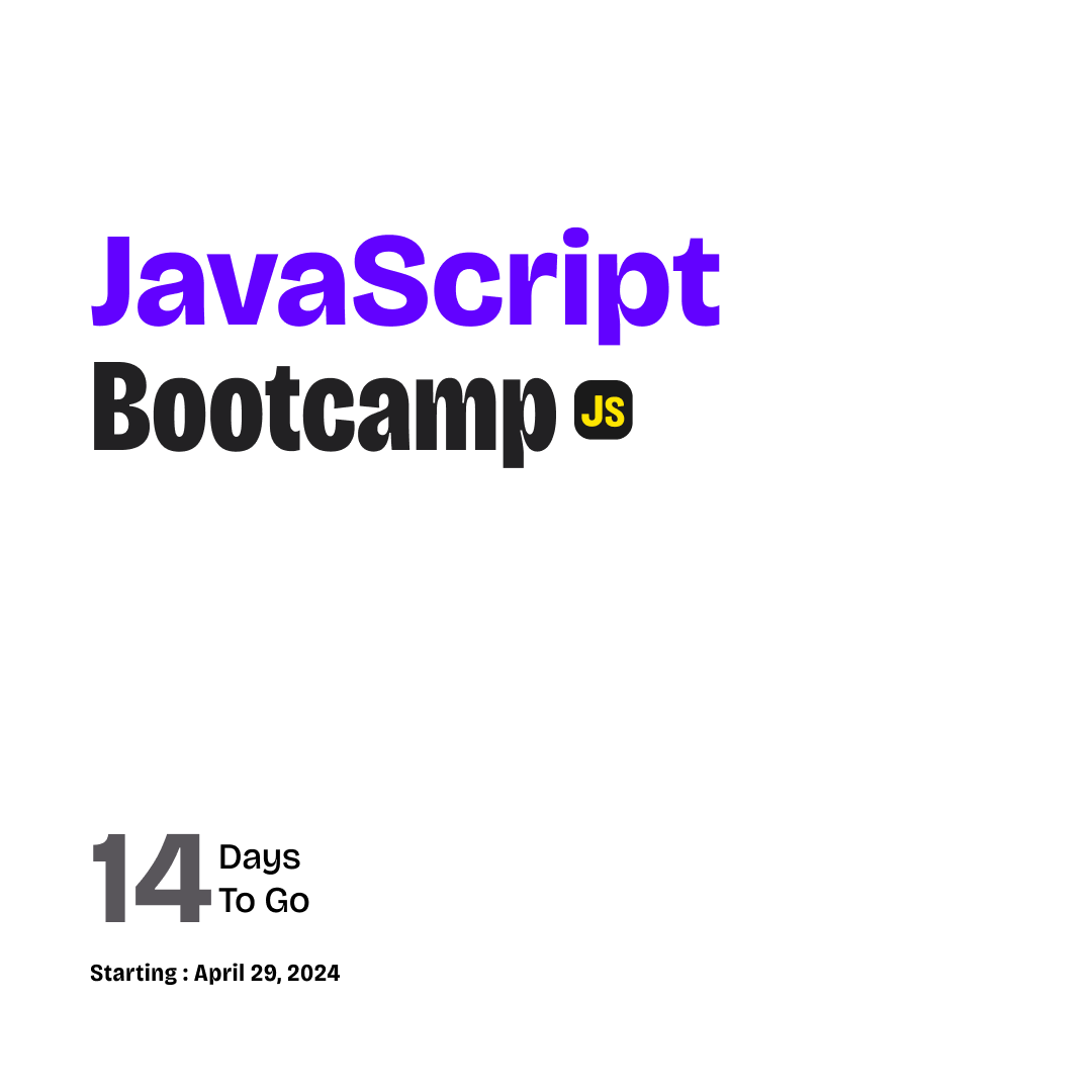 Its 14 days to our upcoming Javascript Bootcamp. Register here : devdesignhq.com/javascript.html