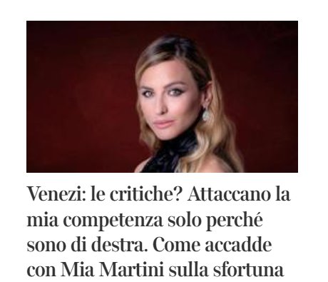 No, ti criticano perché oltre che essere fascista sei pure una pessima direttrice d'orchestra. E Mia Martini non ha nulla da spartire con te. MERDA! #Venezi