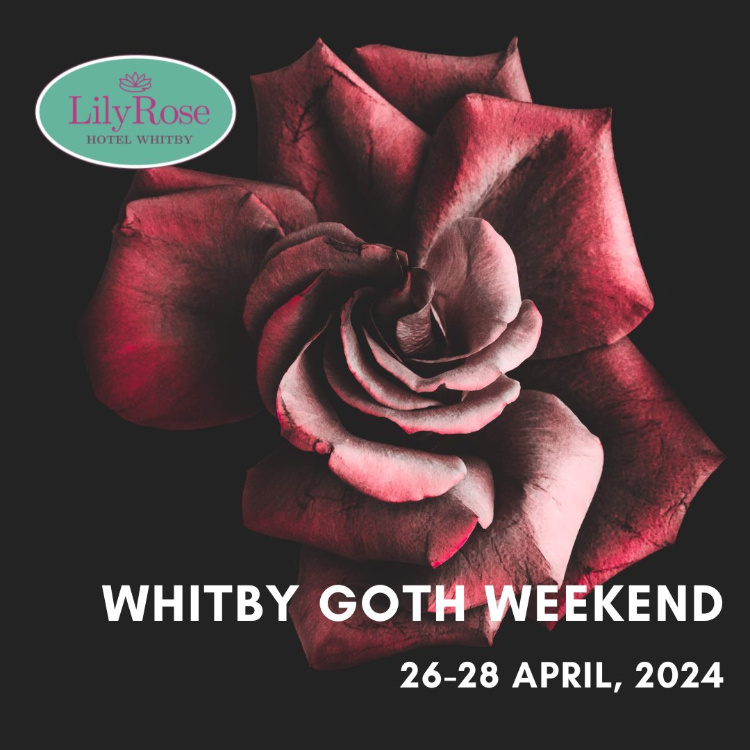 Visit Whitby if you dare April 26- 28 &amp; surround yourself with all things macabre as the GOTH FESTIVAL takes over. Come as your fabulous, unique self &amp; immerse yourself amongst likeminded Gothic loving folk! Our last rooms available. lilyrosehotel.co.uk
#whitbygothweekend