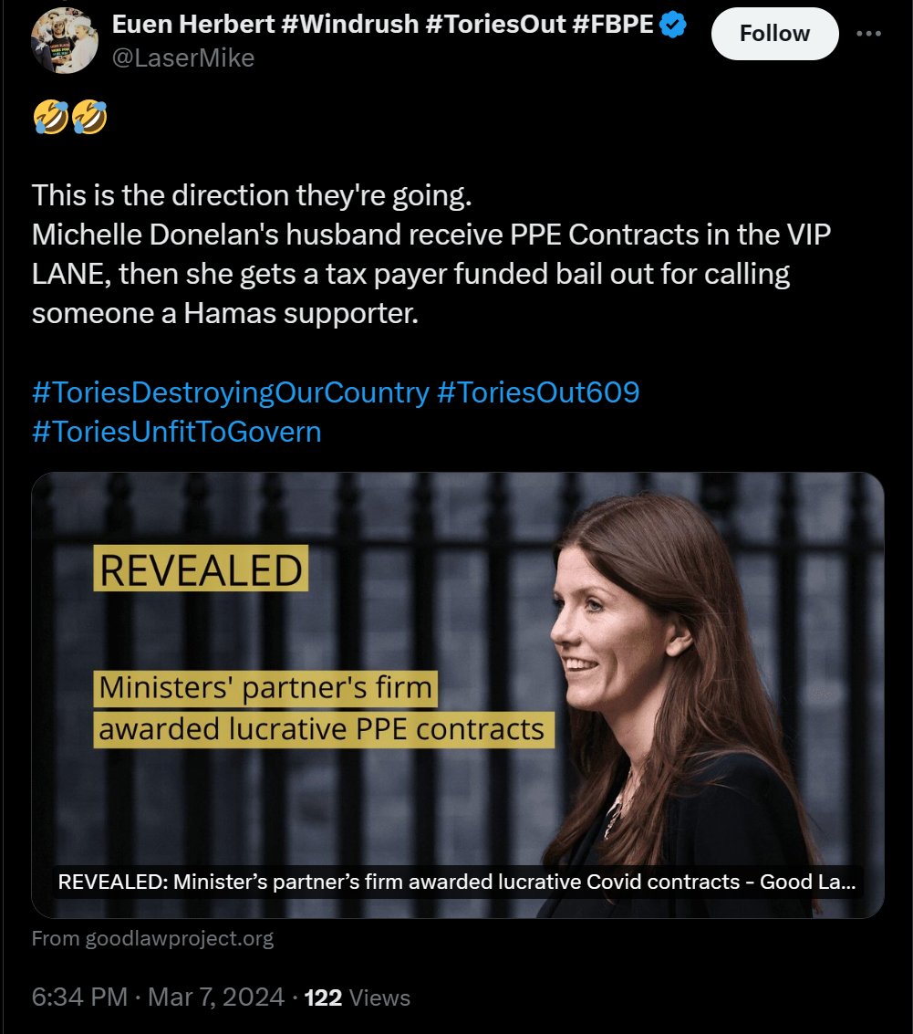 #ToriesOut644 #SunakOut Michelle Donelan Michelle Mone tory tories Nadhim Zahawi Mogg Rishi Sunak Wragg Angela Rayner Daily Mail Dan Hodges Lord Bamford Lord Ashcroft Non-Dom PPE

#ToryCorruption   #ToriesCorruptToTheCore 

#ToryTaxDodgers   #ToryHypocrites  #ToryLiars  #ToryLies