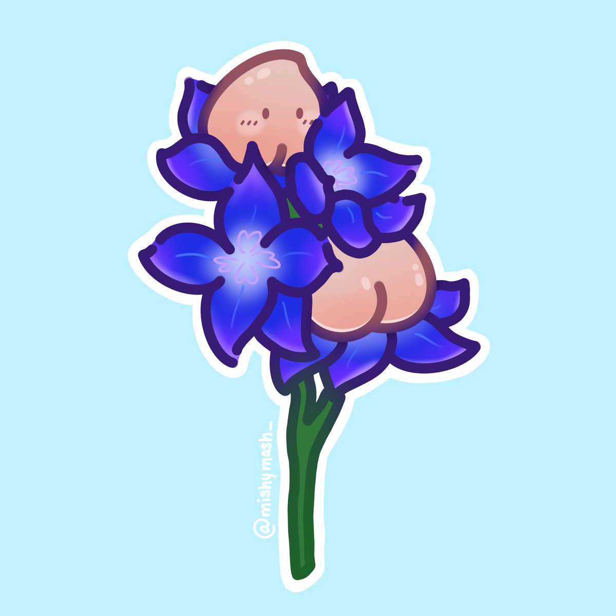 i love drawing my cute peaches :3 paired with larkspur flowers 🍑 

#art #artist #drawing #digital #digitalart #peach #peaches #cute #cutepeaches #flowers #flowerart #procreate #procreateart #sticker