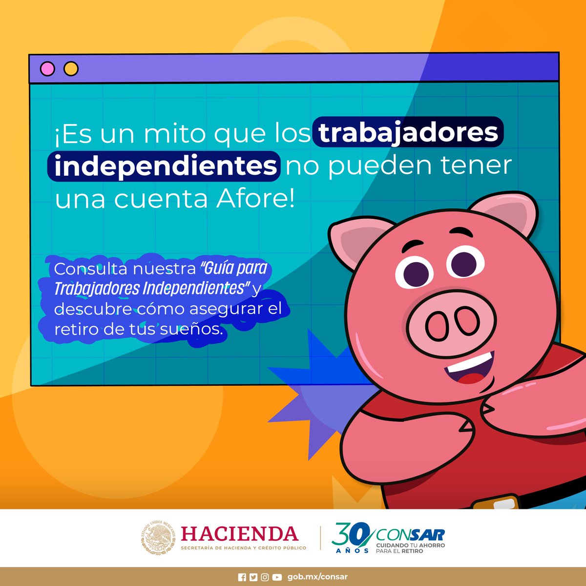 ¡Llamando a todos los trabajadores independientes! 😎 Esta es su señal para que comiencen a ahorrar para su retiro en una Afore. Descubran cómo aquí👉: acortar.link/fG6HKs