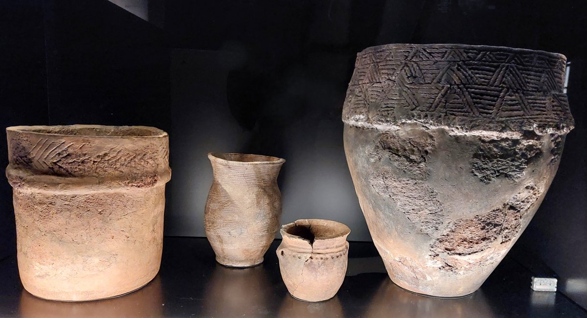 #FindsFriday Dartmoor is rich in Bronze Age ceramics as so few people have lived there since. These (2250-1100 BC) are in Plymouth's terrific new Box museum: Raddick Hill 'Trevisker' (from Cornwall) vessel Chagford beaker Dewerstone 'Trevisker' vessel Hurston Ridge Collared Urn