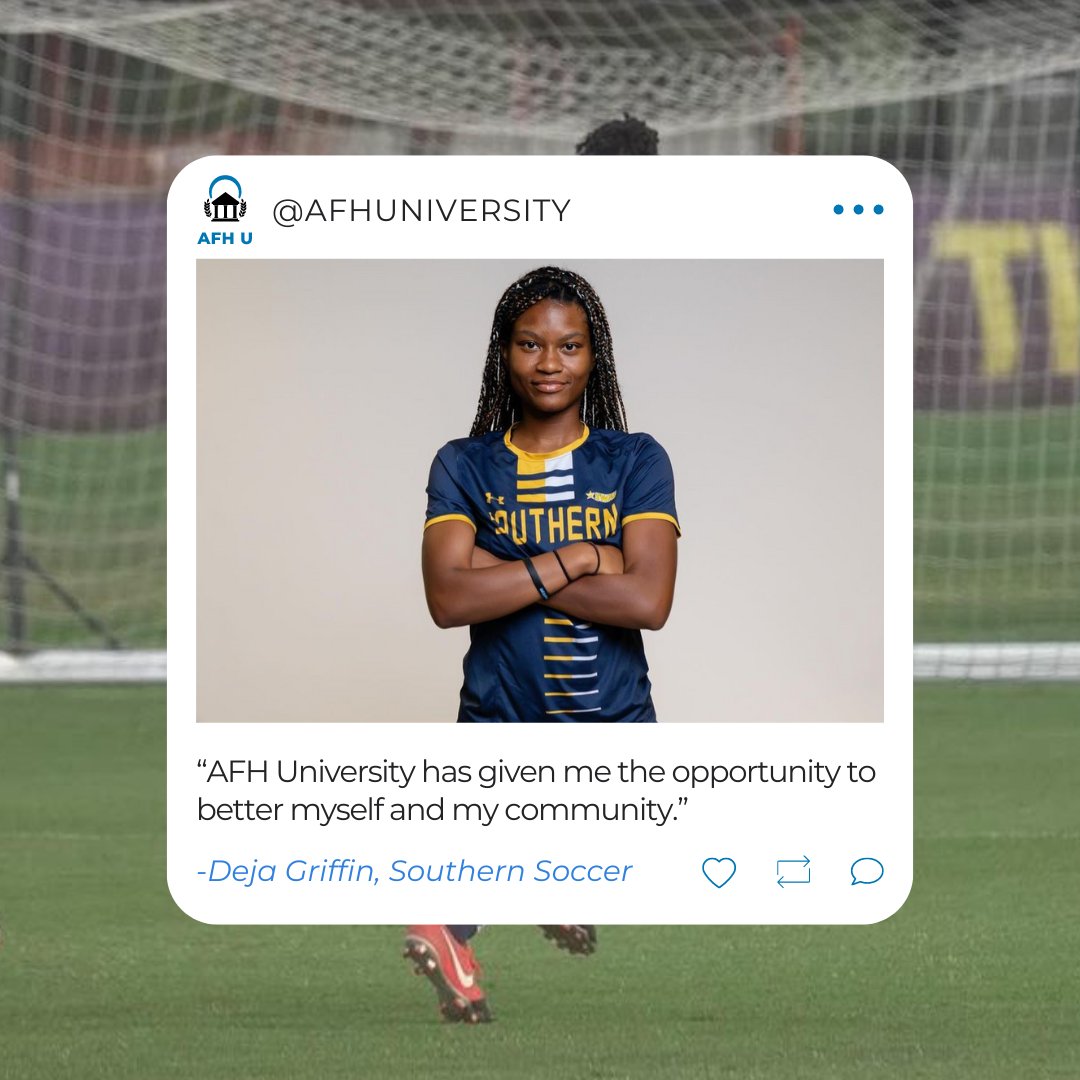 As we continue to celebrate 10 years of AFH University we hope you will join in on the celebration through our #AgentsofChange fundraiser where you can help further the impact of present and future student-athletes like Deja. 🎉 Donate --> secure.qgiv.com/for/zf5g9l