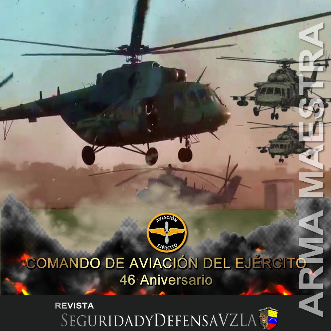 Desde la revista @SEGyDEFENSAVzla saludamos a los integrantes del Comando de Aviación del Ejército Bolivariano en el arribo a su 46 aniversario. Arma Maestra; a la altura de los grandes retos. @arma_maestra