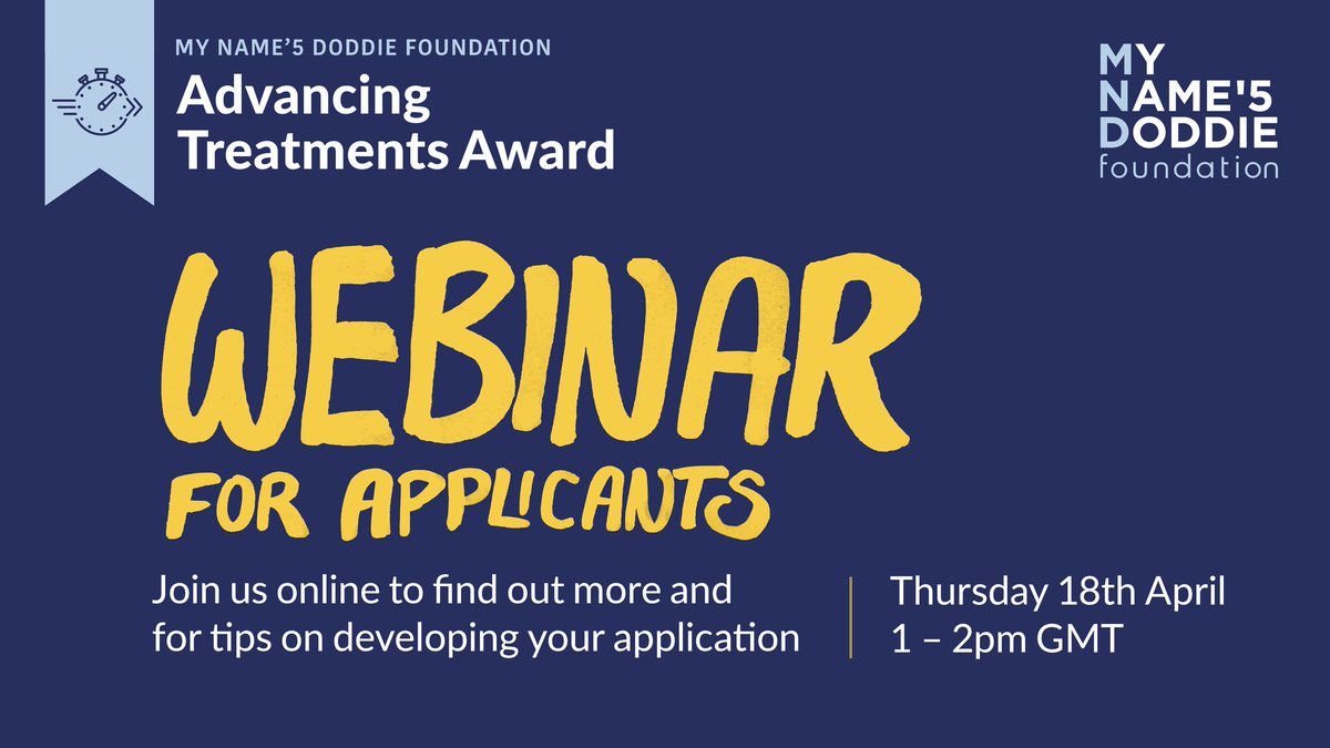 A reminder that there's 1 week to go until our webinar for researchers focusing on our Advancing Treatments Award: 📅 18 April ⏰ 1-2pm If you're thinking of applying, this webinar is a great chance to have questions answered & gain insights. Join here: us06web.zoom.us/webinar/regist…