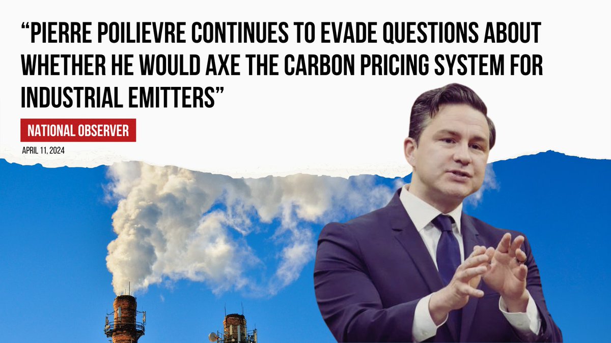 Poilievre denies climate change even exists and wants to let big polluters off the hook with his dangerous agenda that would give them a free pass to continue polluting.

He doesn't care about the consequences.

He doesn’t care if our world burns.

#ClimateCrisis