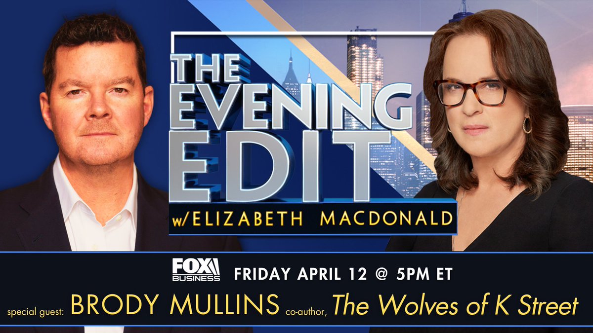 Tune in tomorrow at 5pm! I'll be on @FoxBusiness 'The Evening Edit' with @LizMacDonaldFOX to discuss 'The Wolves of K Street', @lmullinsdc's and my new book! 📖 a.co/d/dBta5Jz