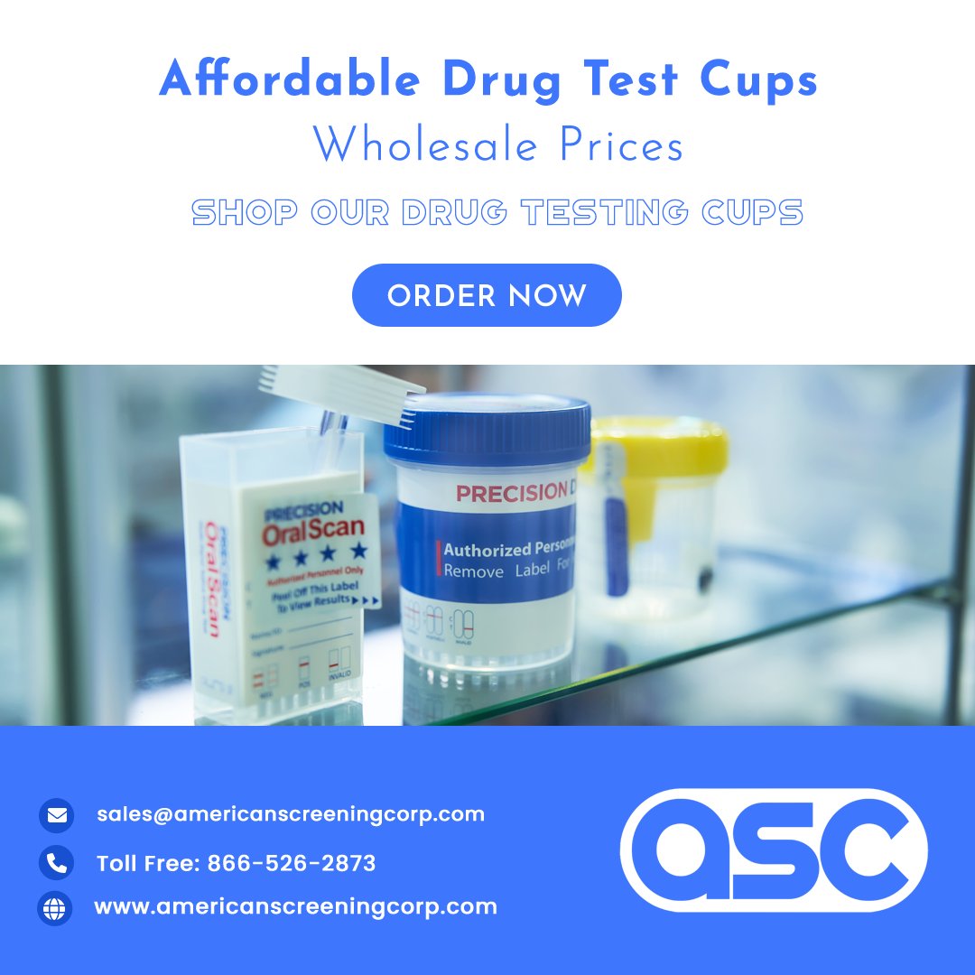 Buy Affordable Drug Testing Cups in the Market! 

americanscreeningcorp.com or call our toll free at (866) 526-2873

#americanscreeningcorp #drugtests #drugtesting #recovery #drugtest #substanceabuse #substanceabuserecovery #DrugTestSolutions #SafetyFirst #drugtestingcups