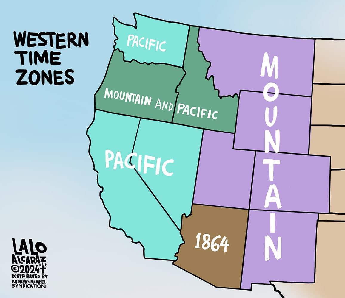 @wheretfru777 Oralè Resister Mayra 
“Western Time Zones”
New art from our
Chicano Artist
Lalo Alcaraz
Si Se Puede #LatinosForChoice 
#USDemocracy @laloalcaraz